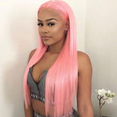 Pink Lace Front Wigs Long Human Hair Wig | SULMY.